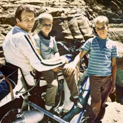 Evel Knievel with Kelly Knievel and Robbie Knievel.